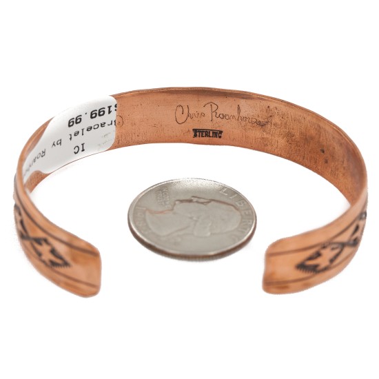 Handmade Certified Authentic Roanhorse Navajo Pure .925 Sterling Silver and Copper Native American Bracelet 12770