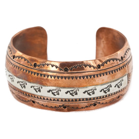 Handmade Horse Certified Authentic Navajo Pure .925 Sterling Silver and Copper Native American Bracelet 12843-2 Handmade Horse Certified Authentic Navajo Pure .925 Sterling Silver and Copper Native American Bracelet 12843-2