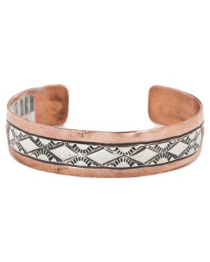 Handmade Navajo Pure .925 Sterling Silver and Copper Bracelet NB151108031926