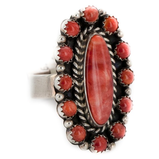925 Sterling Silver Handmade Certified Authentic Navajo Natural Spiny Oyster Native American Ring 16607 925 Sterling Silver Handmade Certified Authentic Navajo Natural Spiny Oyster Native American Ring 16607