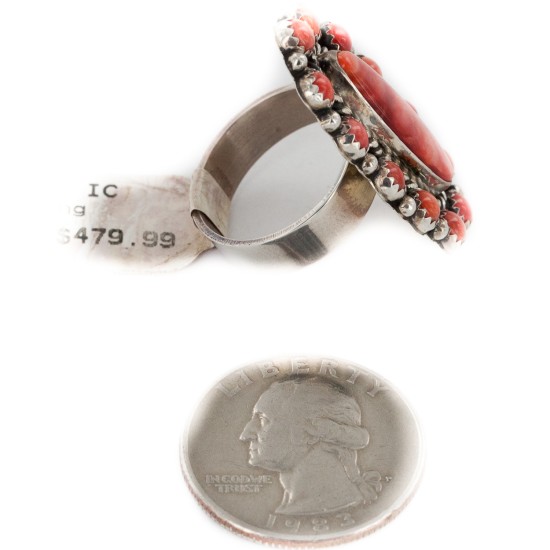 925 Sterling Silver Handmade Certified Authentic Navajo Natural Spiny Oyster Native American Ring 16607 925 Sterling Silver Handmade Certified Authentic Navajo Natural Spiny Oyster Native American Ring 16607