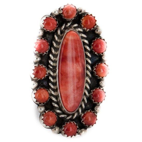 925 Sterling Silver Handmade Certified Authentic Navajo Natural Spiny Oyster Native American Ring 16607 925 Sterling Silver Handmade Certified Authentic Navajo Natural Spiny Oyster Native American Ring 16607