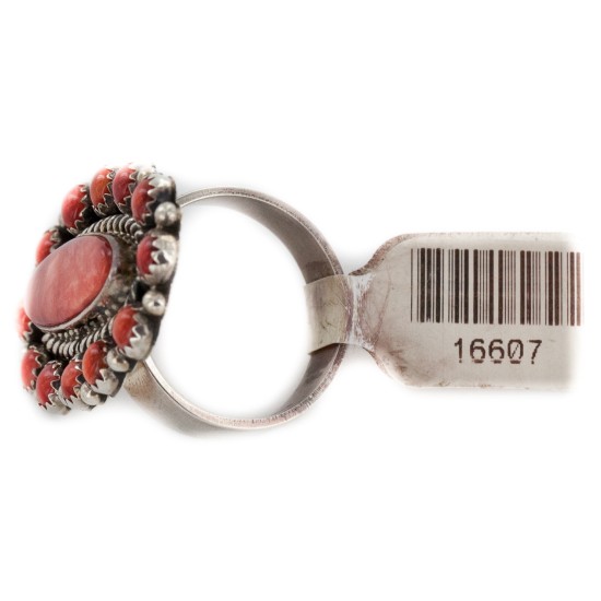 925 Sterling Silver Handmade Certified Authentic Navajo Natural Spiny Oyster Native American Ring 16607 925 Sterling Silver Handmade Certified Authentic Navajo Natural Spiny Oyster Native American Ring 16607