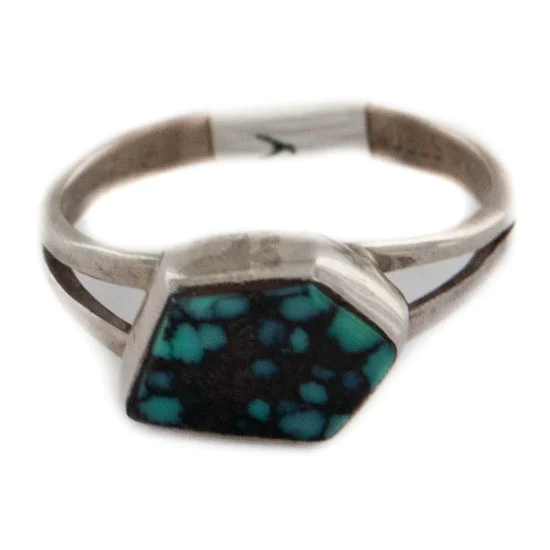 925 Sterling Silver Handmade Certified Authentic Navajo Natural Turquoise Native American Ring  12510