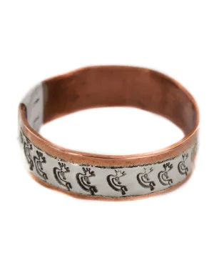 .925 Sterling Silver Pure Copper Handmade Kokopelli Navajo Ring 16979-22