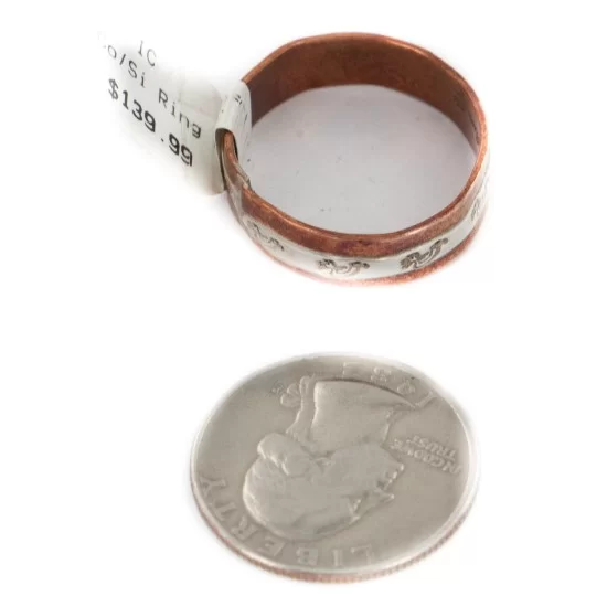 .925 Sterling Silver Pure Copper Handmade Kokopelli Certified Authentic Navajo Native American Ring  16979-23