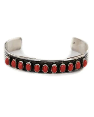 Handmade Certified Authentic Navajo .925 Sterling Silver Natural Coral Native American Bracelet 12426 Handmade Certified Authentic Navajo .925 Sterling Silver Natural Coral Native American Bracelet 12426