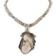.925 Sterling Silver Handmade Certified Authentic Navajo Natural White Buffalo Turquoise Graduated Melon Shell Native American Necklace 24397-16057