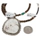 .925 Sterling Silver Handmade Certified Authentic Navajo Natural White Buffalo Turquoise Tigers Eye Native American Necklace 12582-16028