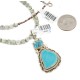 .925 Sterling Silver Handmade Certified Authentic Navajo Turquoise Agate Native American Necklace 12565-5-15833