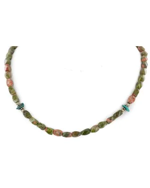 Certified Authentic Navajo .925 Sterling Silver Natural Turquoise Jasper Native American Necklace 16037-4 Certified Authentic Navajo .925 Sterling Silver Natural Turquoise Jasper Native American Necklace 16037-4