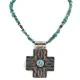 Cross .925 Sterling Silver Nickel Handmade Certified Authentic Navajo Natural Turquoise Tigers Eye Native American Necklace 14981-16029-7