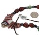 Inlay Certified Authentic Navajo .925 Sterling Silver Natural Turquoise Red Jasper Hematite Coral Mother of Pearl and Black Onyx Native American Necklace 750179-2