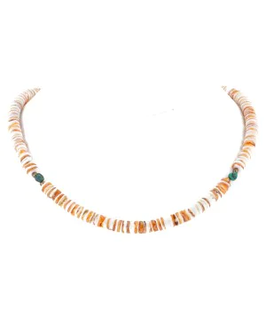 Navajo Certified Authentic .925 Sterling Silver Natural Spiny Oyster and Turquoise Native American Necklace 25266-2 Navajo Certified Authentic .925 Sterling Silver Natural Spiny Oyster and Turquoise Native American Necklace 25266-2