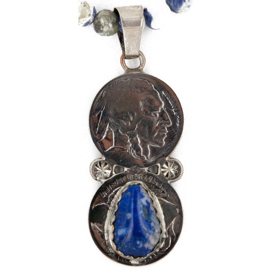 Vintage Style Buffalo Nickel .925 Sterling Silver Handmade Certified Authentic Navajo Natural Turquoise Lapis Native American Necklace 16024-15974-4 Vintage Style Buffalo Nickel .925 Sterling Silver Handmade Certified Authentic Navajo Natural Turquoise Lapis Native American Necklace 16024-15974-4