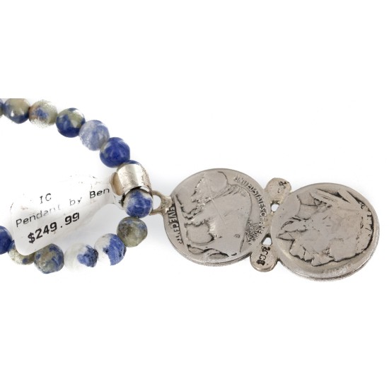 Vintage Style Buffalo Nickel .925 Sterling Silver Handmade Certified Authentic Navajo Natural Turquoise Lapis Native American Necklace 16024-15974-4 Vintage Style Buffalo Nickel .925 Sterling Silver Handmade Certified Authentic Navajo Natural Turquoise Lapis Native American Necklace 16024-15974-4
