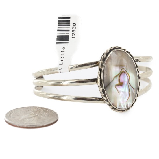 Handmade Certified Authentic Navajo Nickel Mother of Pearl Native American Bracelet 12800-0 Handmade Certified Authentic Navajo Nickel Mother of Pearl Native American Bracelet 12800-0