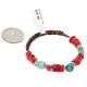 Certified Authentic Navajo Natural Turquoise Coral Heishi Native American Adjustable Wrap Bracelet 12742-1
