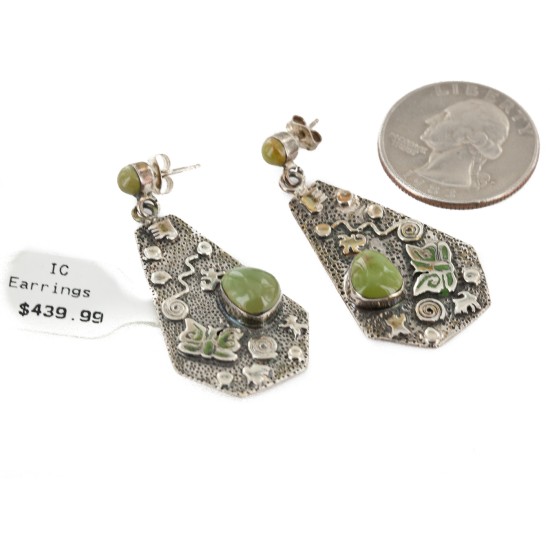 .925 Sterling Silver Handmade Certified Authentic Signed Navajo Natural Turquoise Dangle Native American Earrings 17844 .925 Sterling Silver Handmade Certified Authentic Signed Navajo Natural Turquoise Dangle Native American Earrings 17844