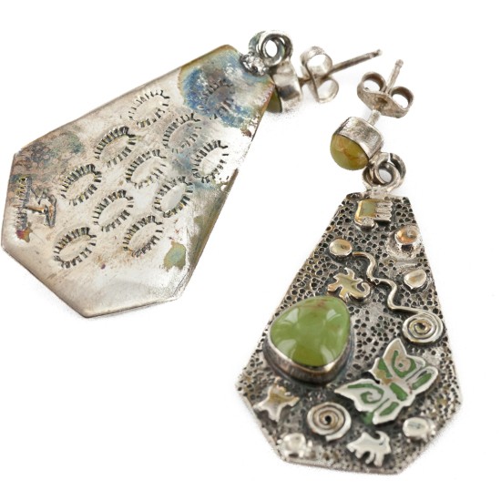 .925 Sterling Silver Handmade Certified Authentic Signed Navajo Natural Turquoise Dangle Native American Earrings 17844 .925 Sterling Silver Handmade Certified Authentic Signed Navajo Natural Turquoise Dangle Native American Earrings 17844