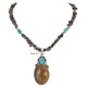 Certified Authentic .925 Sterling Silver Handmade Natural Turquoise Tigers Eye Smokey Quartz Native American Necklace 12565-16028-17