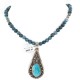 .925 Sterling Silver Handmade Certified Authentic Navajo Natural Turquoise Blue Quartz Native American Necklace 15042-15965