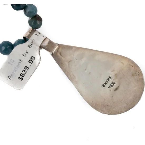 .925 Sterling Silver Handmade Certified Authentic Navajo Natural Turquoise Blue Quartz Native American Necklace 15042-15965 .925 Sterling Silver Handmade Certified Authentic Navajo Natural Turquoise Blue Quartz Native American Necklace 15042-15965