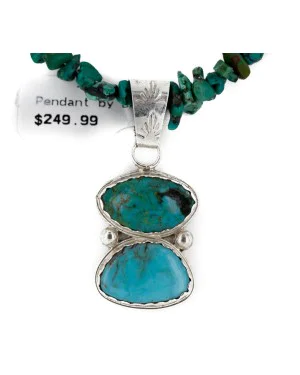 .925 Sterling Silver Handmade Certified Authentic Navajo Natural Turquoise Coral Native American Necklace 24411-6-16075-4