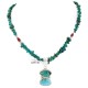 .925 Sterling Silver Handmade Certified Authentic Navajo Natural Turquoise Coral Native American Necklace 24411-6-16075-4