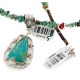 .925 Sterling Silver Handmade Certified Authentic Navajo Natural Turquoise Coral Native American Necklace 24415-5-14820