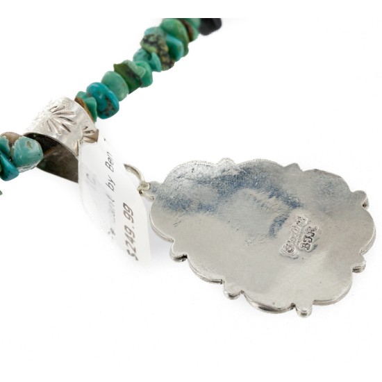 .925 Sterling Silver Handmade Certified Authentic Navajo Natural Turquoise Coral Native American Necklace 24415-5-14820 .925 Sterling Silver Handmade Certified Authentic Navajo Natural Turquoise Coral Native American Necklace 24415-5-14820