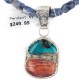 .925 Sterling Silver Handmade Certified Authentic Navajo Natural Turquoise Spiny Oyster Lapis Native American Necklace 24411-2-16047-2