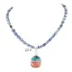 .925 Sterling Silver Handmade Certified Authentic Navajo Natural Turquoise Spiny Oyster Lapis Native American Necklace 24411-2-16047-2