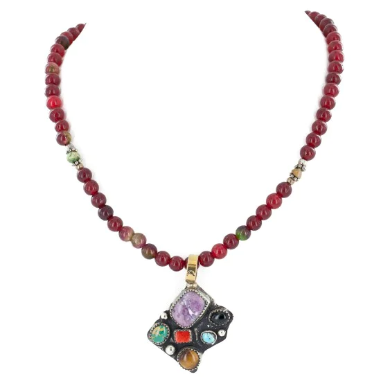 Certified Authentic 12kt Gold Filled and .925 Sterling Silver Bear Handmade Natural Turquoise and Multicolor Stones Native American Necklace 24333-3-16026-1 Certified Authentic 12kt Gold Filled and .925 Sterling Silver Bear Handmade Natural Turquoise and Multicolor Stones Native American Necklace 24333-3-16026-1