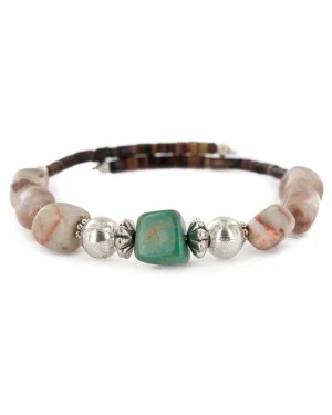 Certified Authentic Certified Authentic Navajo Natural Turquoise Agate Heishi Adjustable Wrap Native American Bracelet 12732-102