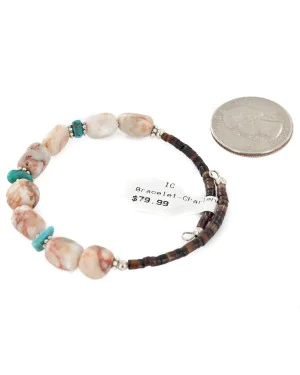 Certified Authentic Navajo Natural Turquoise Agate Heishi Adjustable Wrap Native American Bracelet 12732-101 Certified Authentic Navajo Natural Turquoise Agate Heishi Adjustable Wrap Native American Bracelet 12732-101