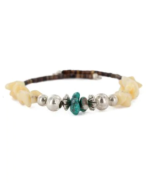 Certified Authentic Navajo Natural Turquoise Agate Heishi Adjustable Wrap Native American Bracelet 12732-103 Certified Authentic Navajo Natural Turquoise Agate Heishi Adjustable Wrap Native American Bracelet 12732-103