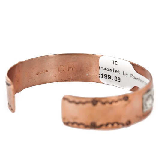 Handmade Bear Certified Authentic Roanhorse Navajo Pure .925 Sterling Silver Copper Native American Bracelet 12770-000