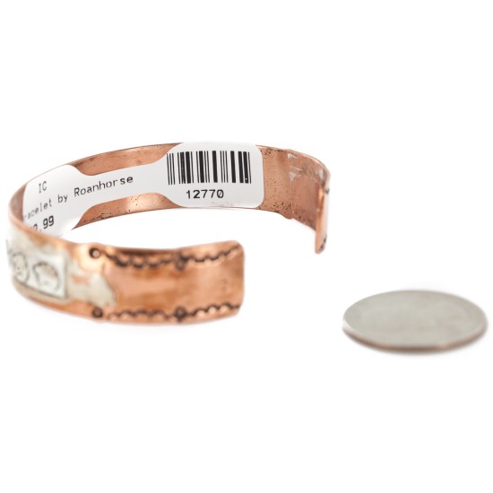 Handmade Bear Certified Authentic Roanhorse Navajo Pure .925 Sterling Silver Copper Native American Bracelet 12770-000