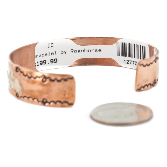 Handmade Bear Certified Authentic Roanhorse Navajo Pure .925 Sterling Silver Copper Native American Bracelet 12770-000