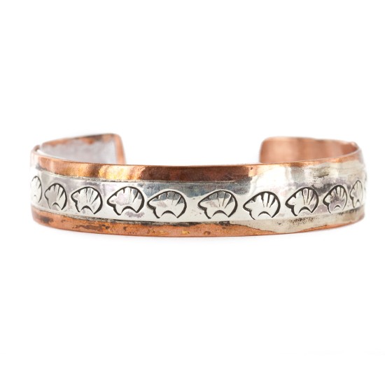 Handmade Bear Certified Authentic Roanhorse Navajo Pure .925 Sterling Silver Copper Native American Bracelet 12770-000