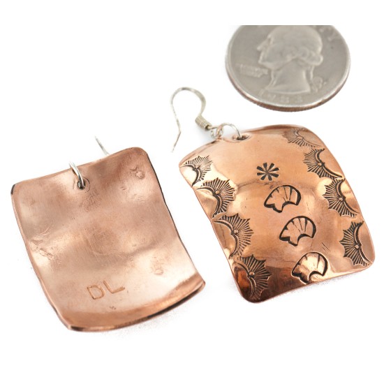 Handmade Certified Authentic Bear Navajo Handstamped Pure Copper Dangle Native American Earrings 18088-0 All Products NB151113030542 18088-0 (by LomaSiiva)