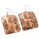 Handmade Certified Authentic Feather Navajo Handstamped Pure Copper Dangle Native American Earrings 18088-1-0