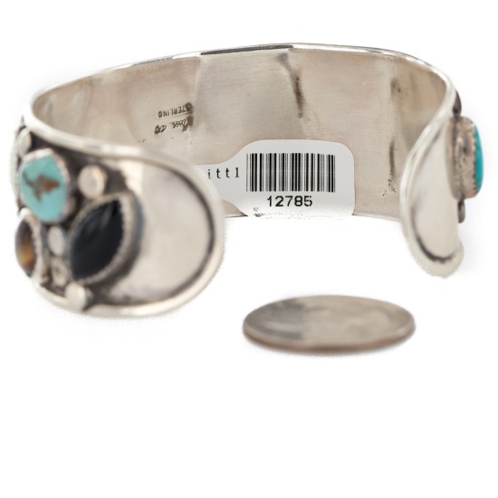 Handmade Certified Authentic Navajo .925 Sterling Silver Natural Turquoise and Multicolor Stones Native American Bracelet 12785 Handmade Certified Authentic Navajo .925 Sterling Silver Natural Turquoise and Multicolor Stones Native American Bracelet 12785