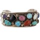 Handmade Certified Authentic Navajo .925 Sterling Silver Natural Turquoise and Multicolor Stones Native American Bracelet 12785 Handmade Certified Authentic Navajo .925 Sterling Silver Natural Turquoise and Multicolor Stones Native American Bracelet 12785