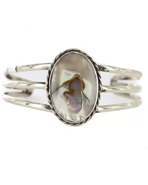 Handmade Certified Authentic Navajo Nickel Mother of Pearl Native American Bracelet 12800-0 Handmade Certified Authentic Navajo Nickel Mother of Pearl Native American Bracelet 12800-0