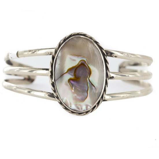 Handmade Certified Authentic Navajo Nickel Mother of Pearl Native American Bracelet 12800-0 Handmade Certified Authentic Navajo Nickel Mother of Pearl Native American Bracelet 12800-0