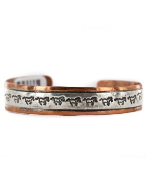 Handmade Horse Navajo Pure .925 Sterling Silver Copper Bracelet NB151113023617