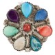 Petit Point Handmade Certified Authentic Zuni .925 Sterling Silver Natural Turquoise and Multicolor Native American Ring  16942-1