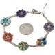 Handmade Certified Authentic Zuni .925 Sterling Silver Petit Point Natural Multicolor Native American Bracelet 12684-1